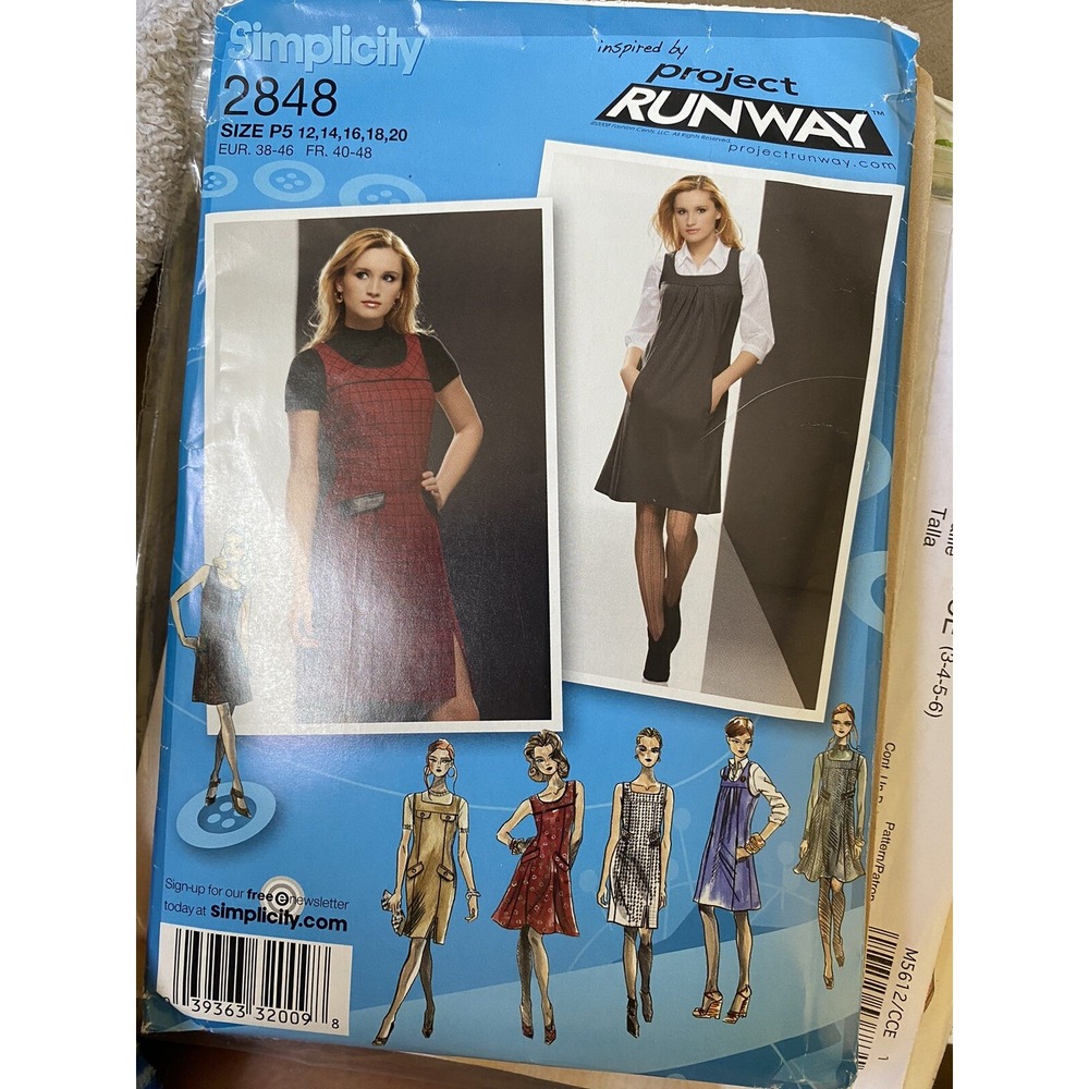 Project Runway Simplicity 2848 Sewing Pattern Dress Jumper Size 12-20 Cut